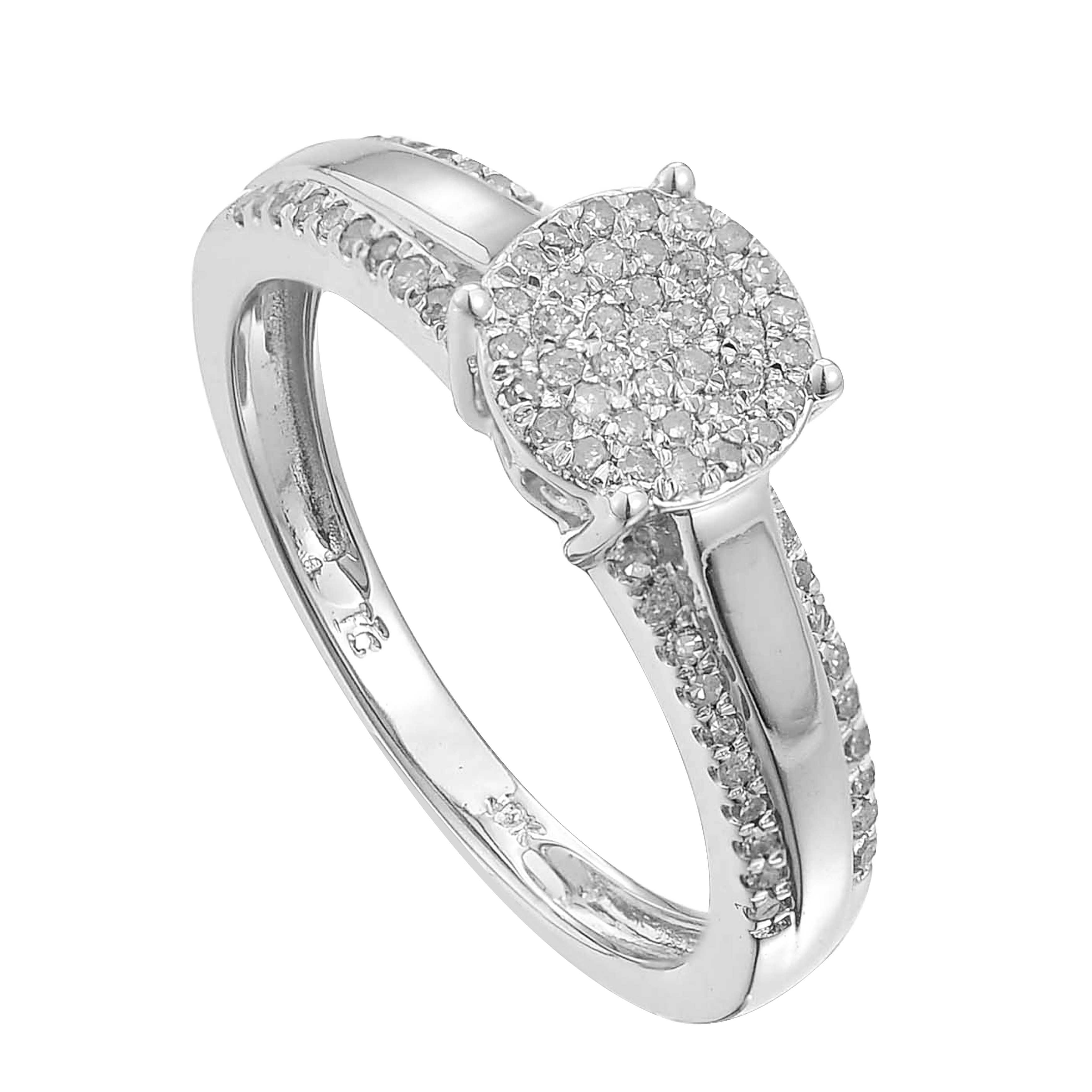 Diamond Engagement Ring 0.25 ct. 10K White Gold Size-6